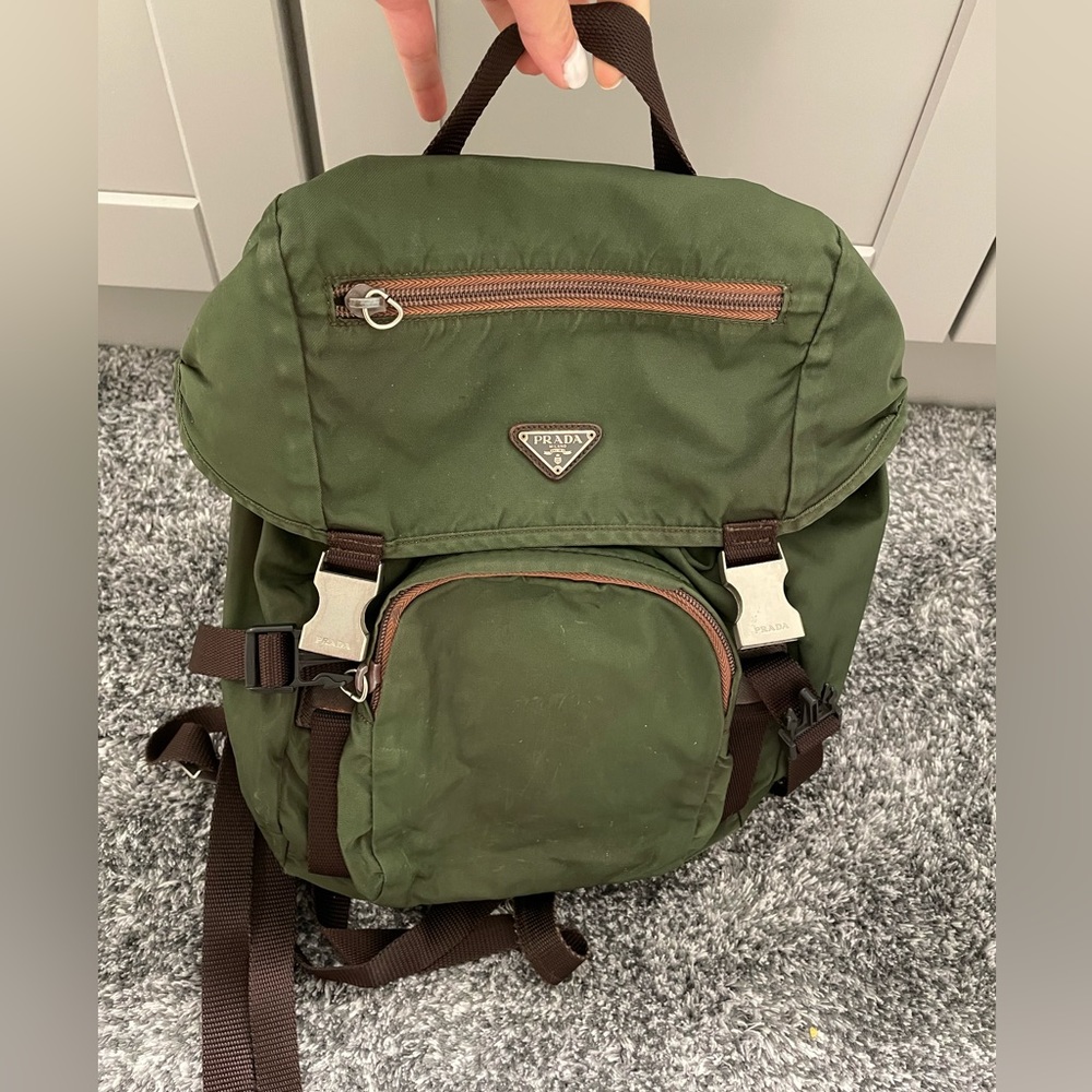 Vintage nylon Prada green backpack